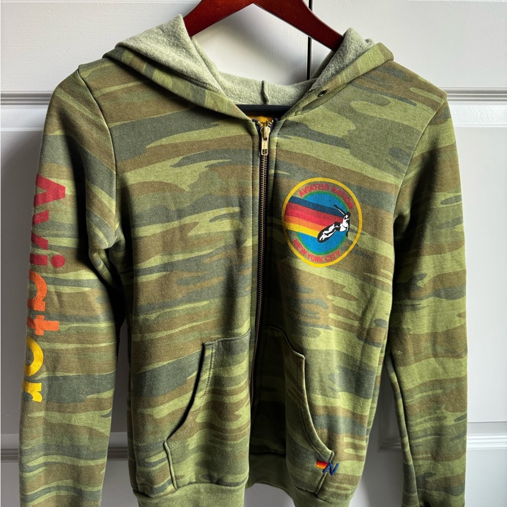 Kid’s Aviator Nation Zip Hoodie - Camo.  Size 14